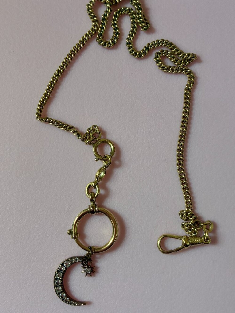 Antique German Yellow Gold Curb Link Watch Chain + Bolt Clasp Extender 19.25"